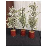 Three Snowy artificial tabletop cedar fir trees