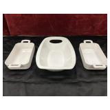 3 pc.white ceramic casserole dish with a