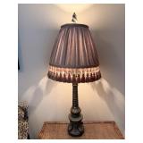 Table Lamp with Brown Tassel Shade, Works Fine (1