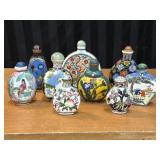 9pc collection of Porcelain Chinese snuff
