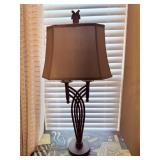 Tall Metal Table Lamp with Square Shade & Brass