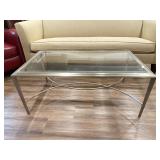 Modern Glass Top Metal Base Coffee Table,