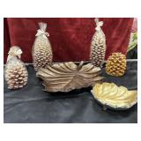 6 pc. gold leaf shape design large serving