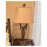 Tall Metal Table Lamp with Square Shade & Brass