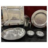 6 pc. large silver-square shape ,hammered
