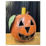 Vintage handcrafted orange metal jack-o