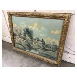 Vintage lithograph print titled "Along the Crick"