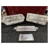 4 pc. Vintage Arthur Court aluminum 3-compartment