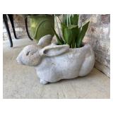 Concrete Bunny Rabbit Planter with Faux Pink