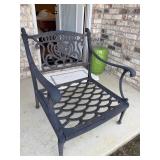 Black Iron Outdoor Patio Chair with Gray Cushion