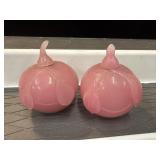 Set of Pink Chinese Snuff Jars. Has raised double