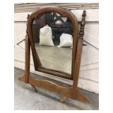 Vintage wood vanity shaving stand with a swivel