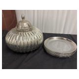 Vintage-style fluted glass storage jar featuring