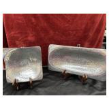 2 pc.silver-colored, hand-hammered aluminum