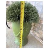 Green Planter Pot with Faux Greenery