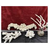 4 pc. White corals, a decor hanging flowers and a