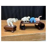 4 Micro carved animal figurines. Includes