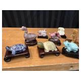 8pc bundle of hand carved mini animal figurines