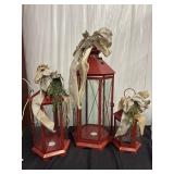 Set of 3 Red Decorative Lanterns for Indoor and