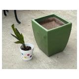 Sage Green Square Tub Ceramic Glazed Planter