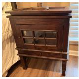 Boho Style Wood Side Cabinet with Glass Panel