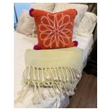 Trina Turkey Toss Pillow with Pom Pom Corners and