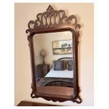 Antique Mahogany Wall Hanging Mirror with Ornate