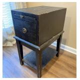 Black Distressed Petite Accent Table Cabinet