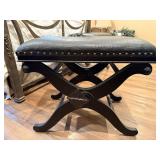 Black Faux Alligator Leather Stool by Coast to