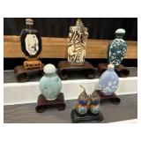 Bundle of 6 Chinese Snuff Bottles and Stands.