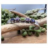 .925 Sterling Silver Gemstone Cuff Bracelet with