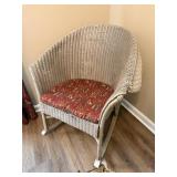 Antique Wicker Rocker with Red Oriental Style
