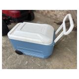 Igloo 40-quart MaxCold Roller Cooler in blue.