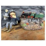 "Keeper of the Rails" train conductor shelf sitter