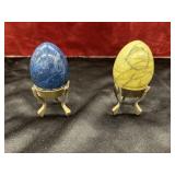 2pc.polished blue  and sage lapis lazuli stone