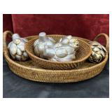 6pc.Kouboo honey brown rattan serving tray