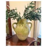 Line Green Terra Cotta Planter Vase with Faux