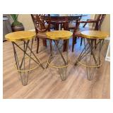 3 Modern Metal 2-Tone Gold/Silver Tone Bar Stools