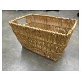 Natural woven wicker basket with a rectangular