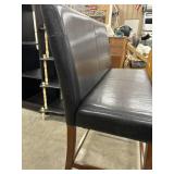 Black Faux Leather Bar Height Bench