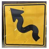 Curvy Road Ahead Yellow Road Sign, Full Size