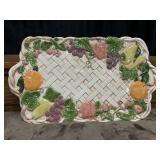 Ceramic Basket Weave 16.5" Platter Fruit Pattern