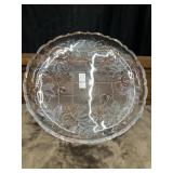 Large Glass Rose Scalloped Serving Platter