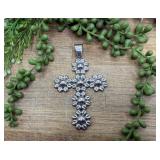 .925 Sterling Silver Large Cross Sunflower