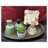 6 pc. Vintage green ceramic Berger lamps