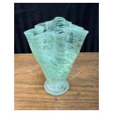 Lime Green Swirl Handkerchief Vase. Mid-century