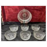 7pc.vintage Clear Glass Salad Bowls Starburst And