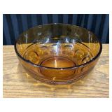 Vintage Amber Pressed Thumbprint Pattern Bowl
