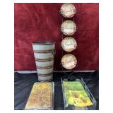 9 Pc. Banded Metal Bucket Planter, Decorative