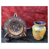 2 pc. decorative brass plate pedestal intricate